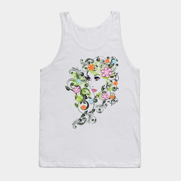 Summer Girl with Floral Tank Top by AnnArtshock